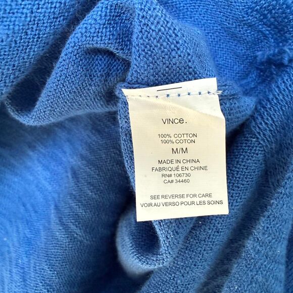 Vince NWT Blue 100% Cotton Textured Knit Sweater Lightweight Minimalist Size M - Picture 4 of 8